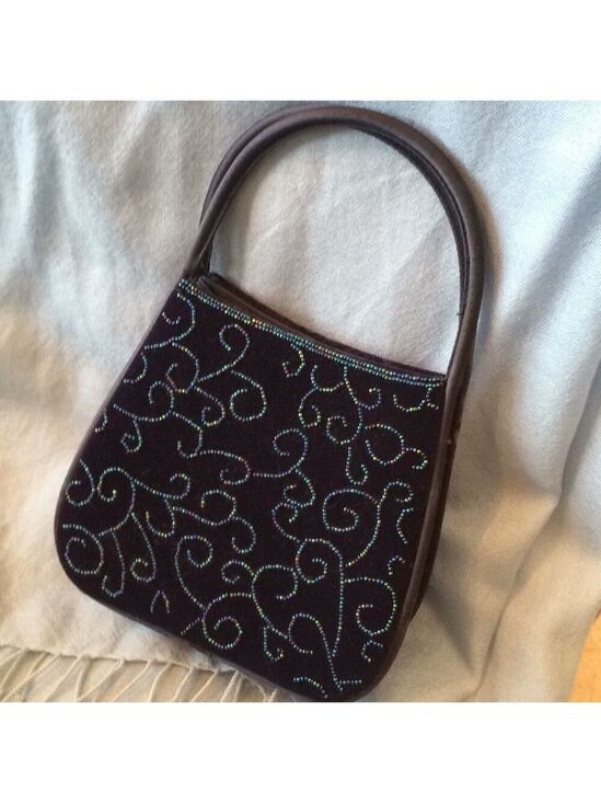 Y&S Handbags Handbags - Vintage Midnight blue evening bag with iridescent beads formal special occasion